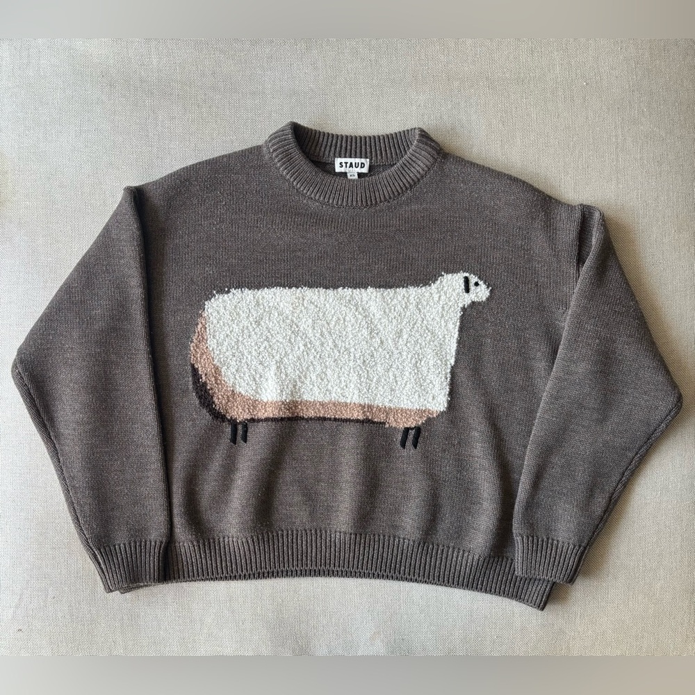 STAUD Brown Sheep Giada Serrano Graphic Wool Sweater XS